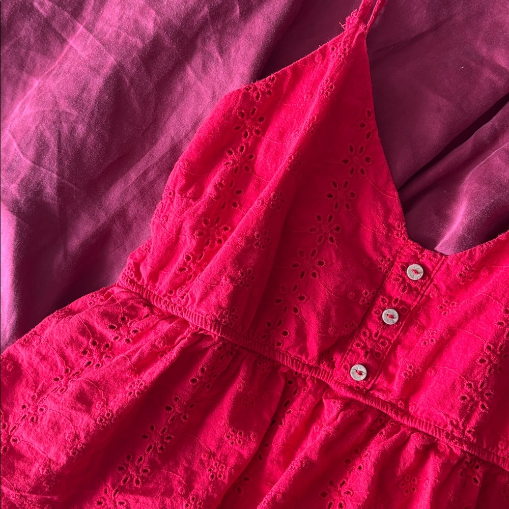 Red Eyelet Lace Women's Top